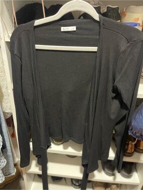 Blank NYC Black Open-Front Ribbed Cardigan